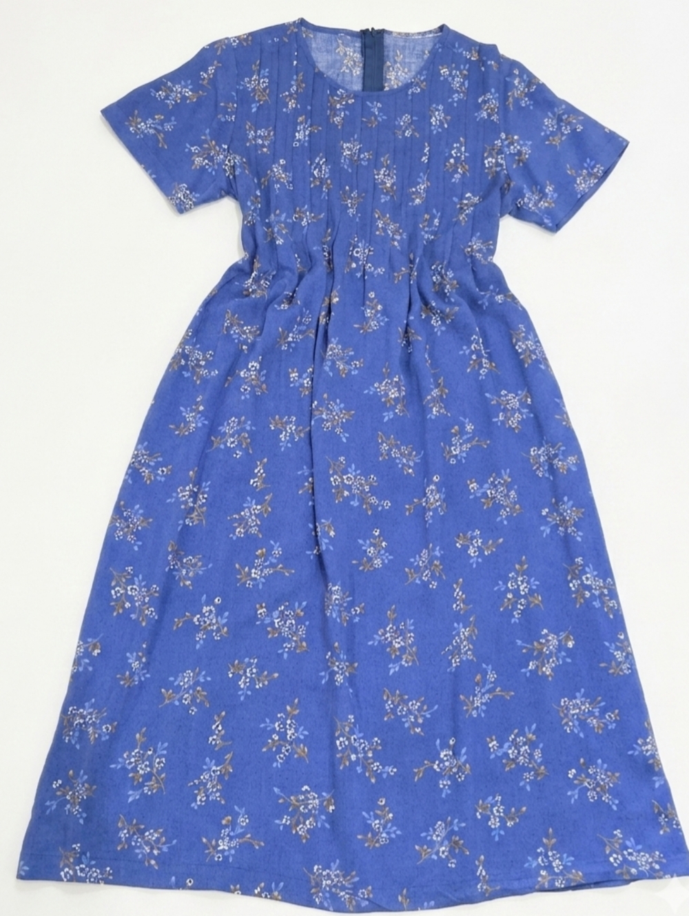 VTG Cottagecore Floral Midi Dress - Classic Short Sleeve Design